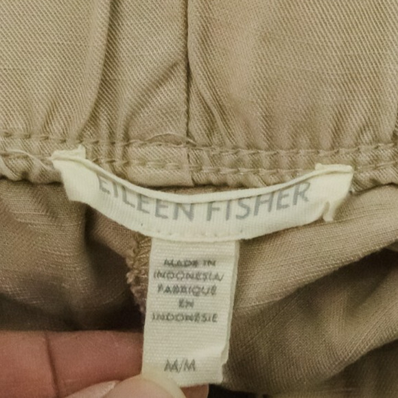 Eileen Fisher Size Medium M Tan Pull On Tapered Leg Ankle Tencel Linen Pants - Picture 3 of 5